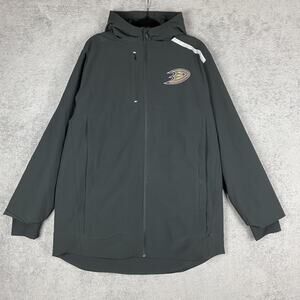 Anaheim Ducks Jacket Mens Large Black NHL Hockey Authentic Pro Fanatics Hooded